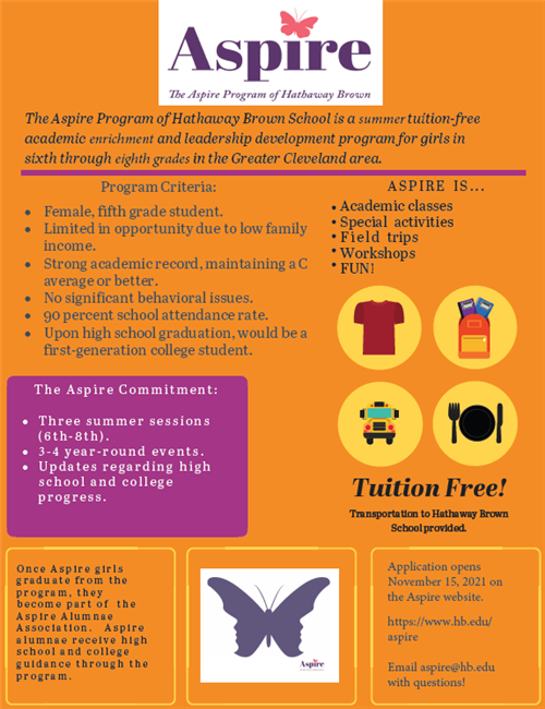 Aspire summer program flyer